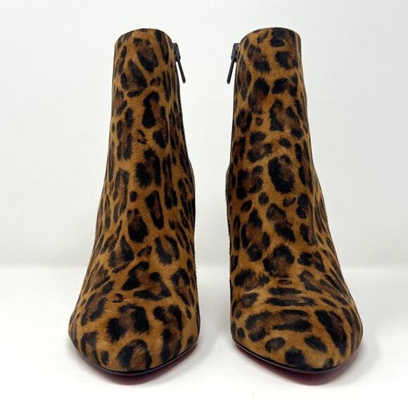 Christian Louboutin Eloise Suede Leopard Print Ankle Booties- Size 38 - Picture 4 of 10